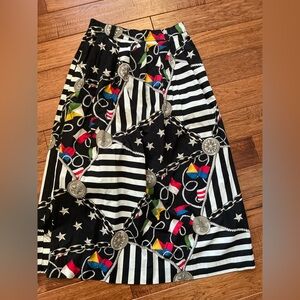 Vintage Sharon Young Dallas Black and Colorful Nautical Flags and Ropes Skirt